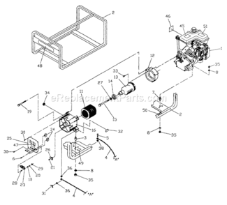 Part Location Diagram of B2814 Generac ENGINE TEC 6HP 3000W